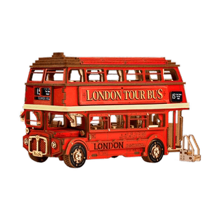 若来造物集伦敦巴士积木3d立体拼图木质益智拼装模型儿童玩具汽车
