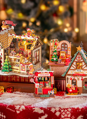 rolife若来圣诞姜饼屋小屋diy手工拼装房子微缩场景积木模型礼物