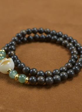 2026天然沉贵宝0.8双圈手链菩提猫爪款圆珠可爱简约手串念珠佛珠