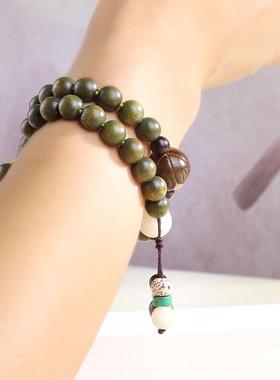 2025复古绿檀手串女森系学生手链情侣佛珠手串檀香手串天然中国风
