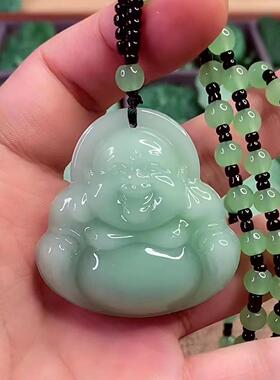2026浅绿色弥勒佛笑佛貔貅观音菩萨龙牌节节高项链毛衣链吊坠挂件