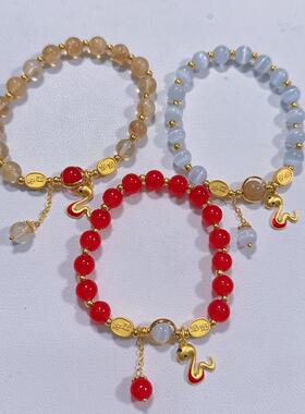 2025好运连连蛇年手链ins设计年新款本命年仿红玛瑙生肖蛇手串女