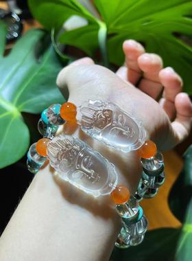 2025白水晶佛头手链心经手串无打蜡无加胶支持任何检测男款女款