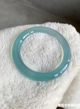 2025库里蓝玉髓圆条手镯女高冰玛瑙海蓝宝镯子饰品冰晴绿手镯小众