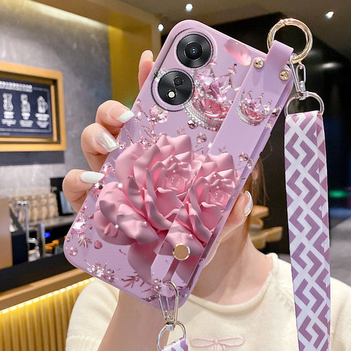 适用OPPOA58手机壳OPPOA575G新款液态硅胶PFTM20腕带支架OPPOA58x防摔PHJ110全包oppoA56男女PFVM10时尚创意