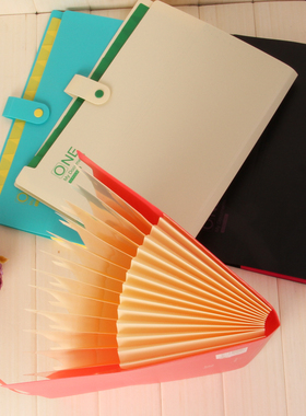 康百按扣文件袋a4文件夹多层试卷夹大容量学生用资料收纳包小清新风琴包票据夹定制印logo