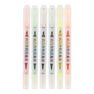 双头彩色荧光笔淡色系无毒无味按动笔易手控记号笔银光标记笔学生作业做笔记专用大容量护眼划重点手账软头笔