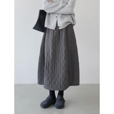 2025秋冬季新款高腰灯芯绒长裙长款菱格百搭A字裙半身裙女款裙子