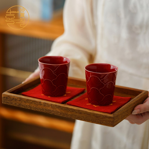 仲夏知己陶瓷敬茶杯套装一对