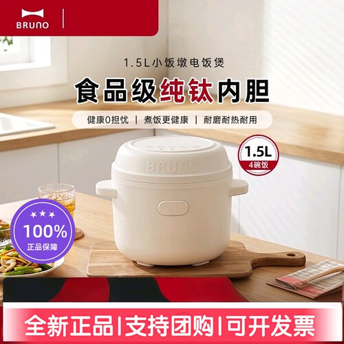 BRUNO BZK-FB01-IV-TI电饭煲1~2人家用1.5L米饭煲多功小型迷你锅