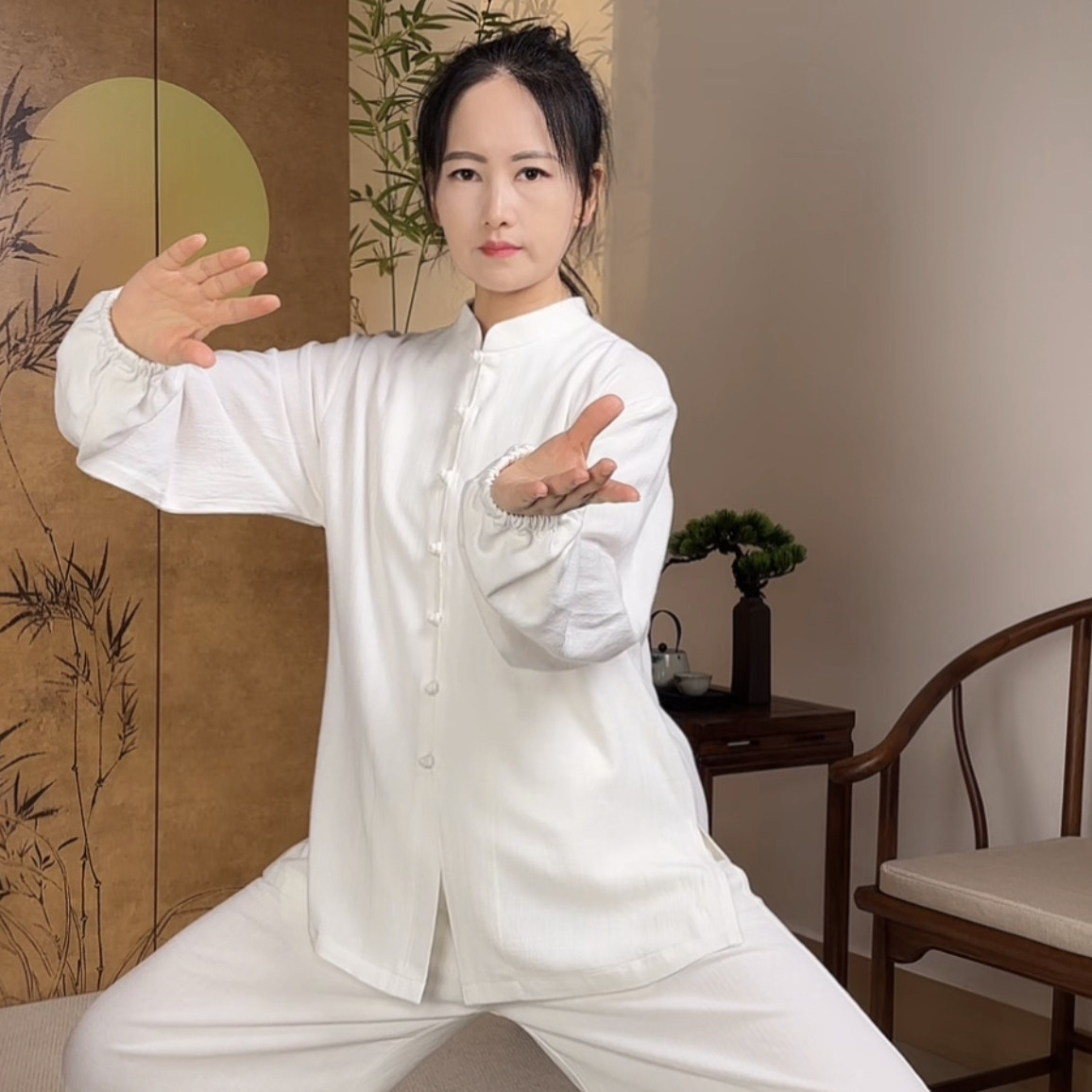 这太极服真透气呀！棉麻太极套装