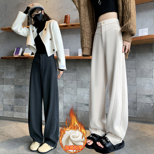 高腰垂感宽松运动直筒长裤 加绒香蕉裤 休闲镰刀裤 阔腿裤 女秋冬新款