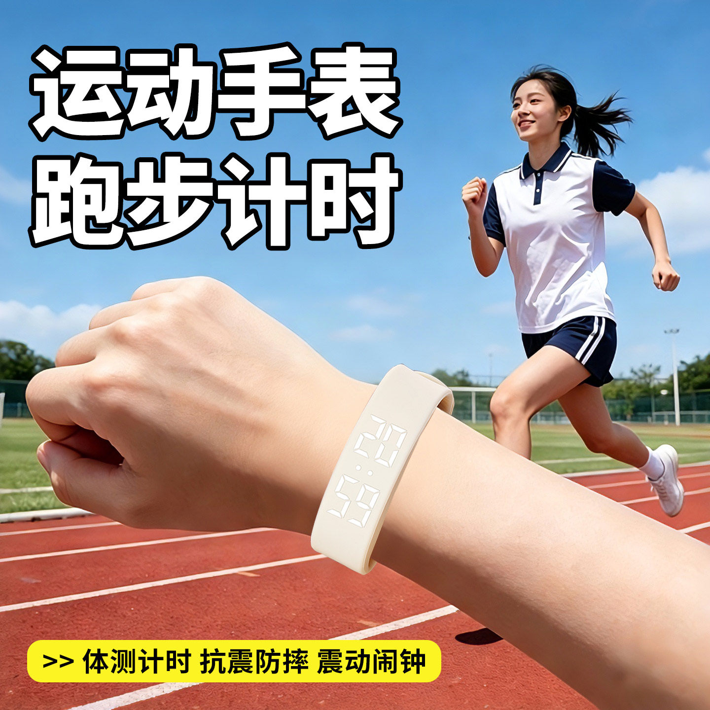 中考学生手表女款跑步运动计时初中初高中专用只看时间儿童电子表