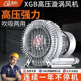 玉豹高压漩涡风机220v大功率强力增氧旋涡式气泵工业鼓风机罗茨式