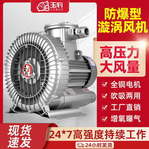 防爆漩涡风机增氧罗茨涡轮380V大功率强力吸工业鼓风机旋涡式气泵