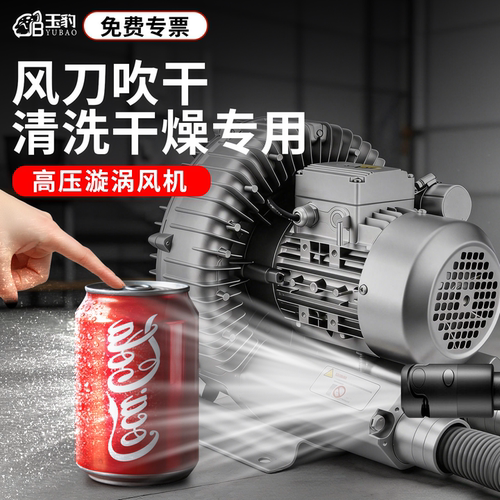 玉豹高压漩涡风机旋涡气泵强力大功率220V工业除尘吹风吸料鼓风机 - 封面