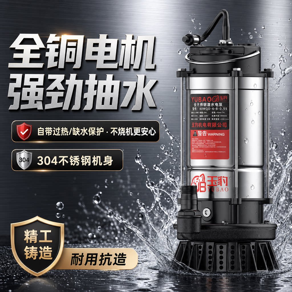 【全铜电机强劲抽水】玉豹潜水泵图片