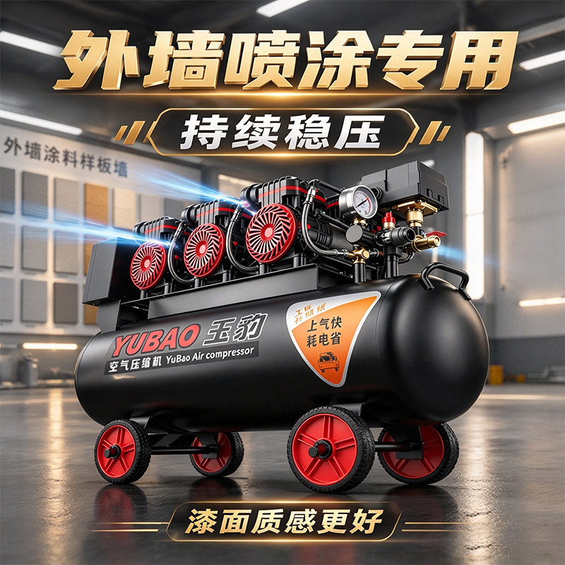无油空压机工业级空气压缩机大型喷漆高压220V小型冲气泵静音气泵