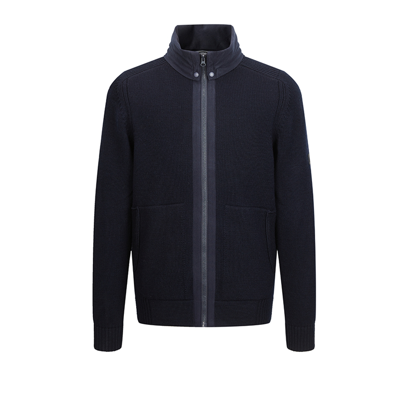 暗帽羊毛伦德保罗开衫立领