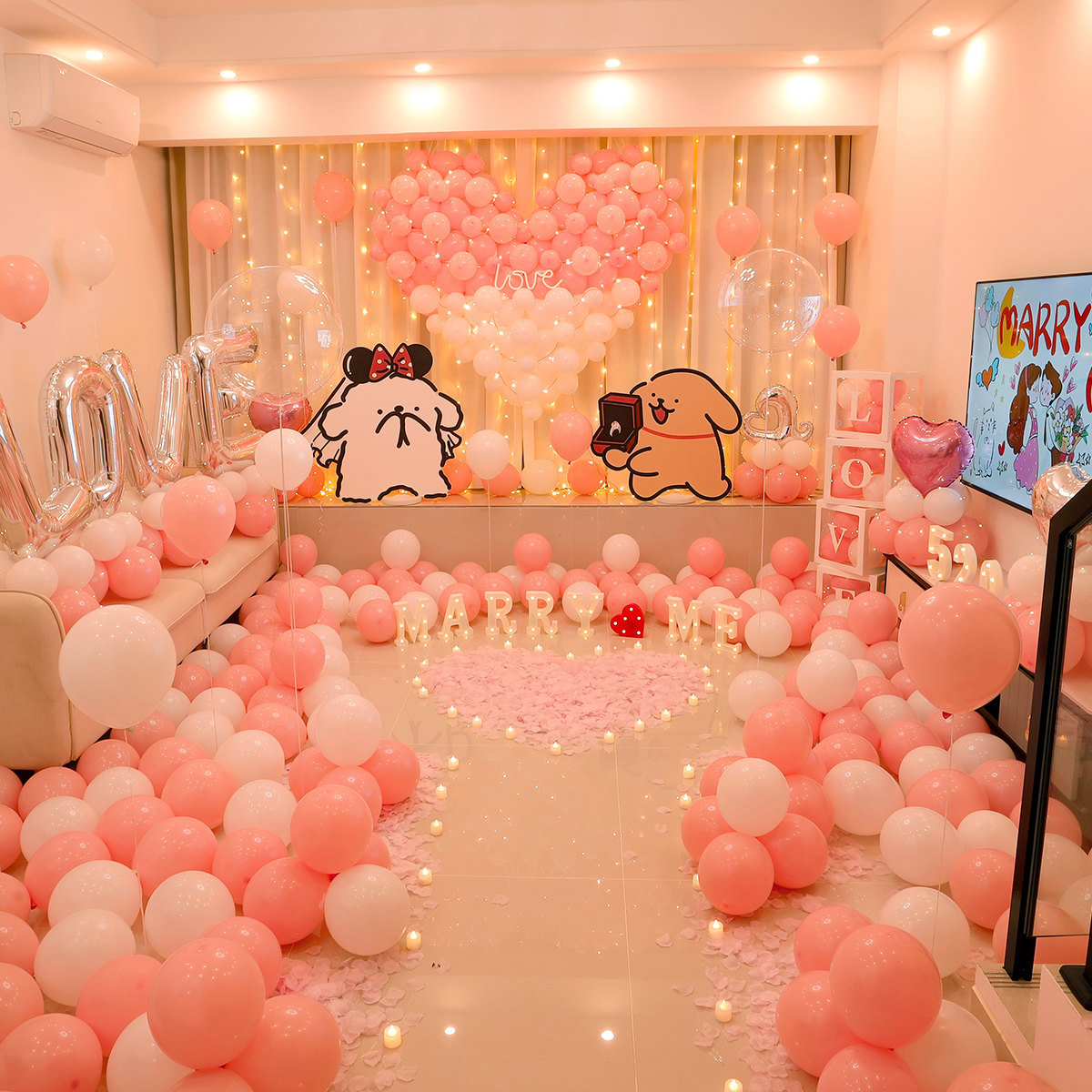 七夕情人节线条小狗氛围感求婚室内布置浪漫kt仪式感不要气球全套,节庆用品/礼品,装扮布置套餐,淘宝优惠券,粉丝福利购,淘宝优惠卷
