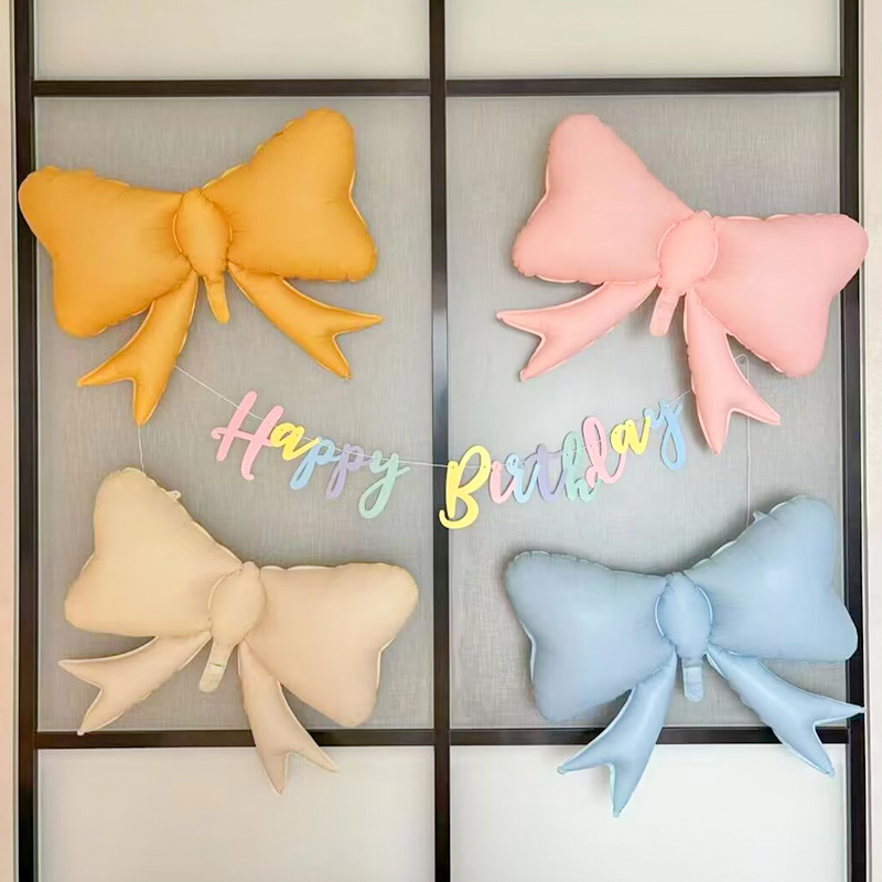 蝴蝶结领结铝膜气球宝宝百天100天满月周岁儿童生日派对装饰布置