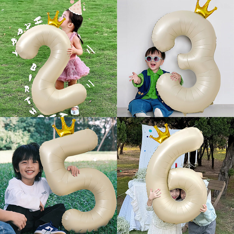 皇冠焦糖色奶油色生日数字气球儿童男孩女孩生日户外拍照摄影布置,节庆用品/礼品,装扮布置套餐,淘宝优惠券,粉丝福利购,淘宝优惠卷