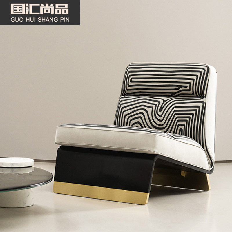 意式轻奢沙发椅baxter复刻设计师极简创意单人沙发客厅金属单椅子