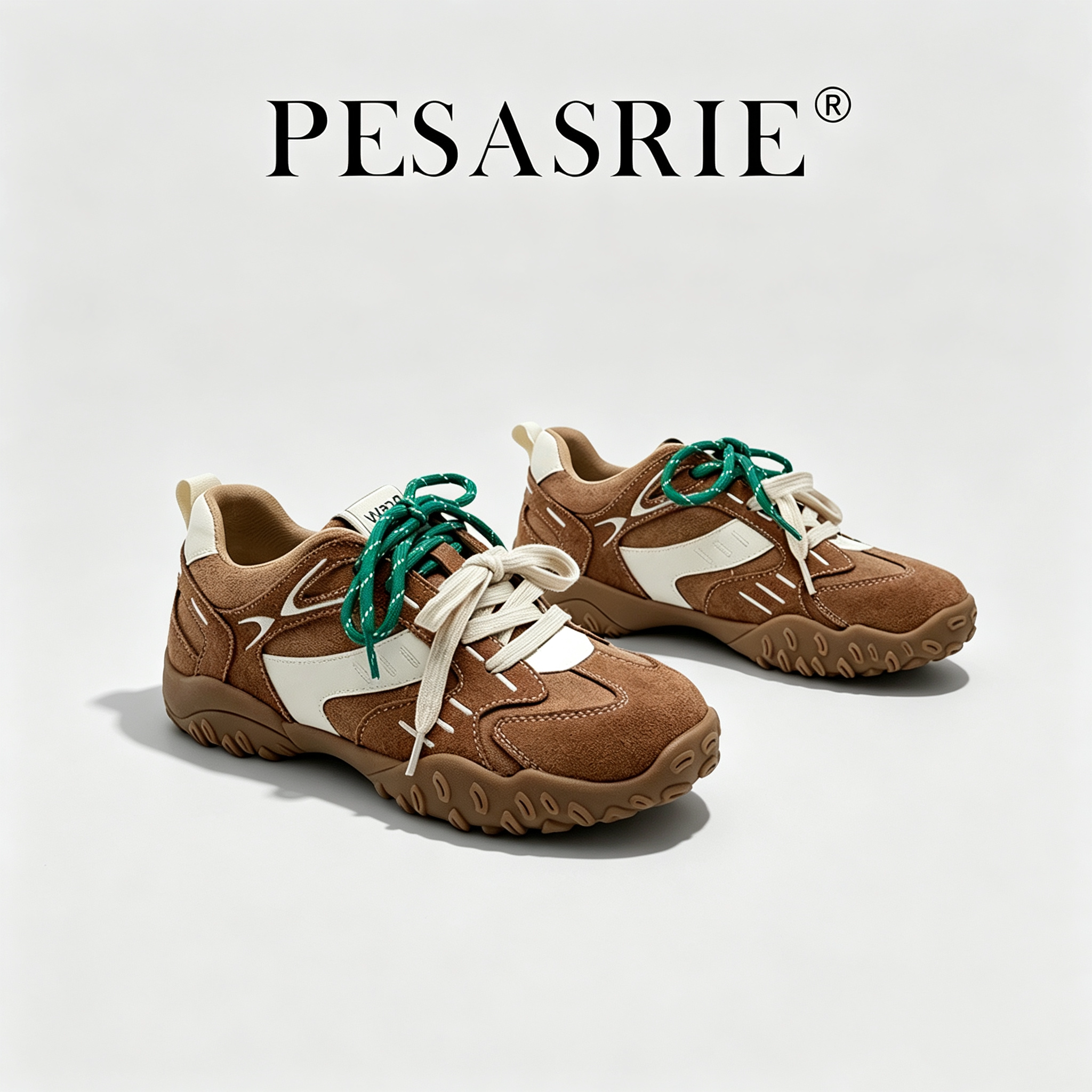 PESASRIE/柏萨尼复古厚底双鞋带加绒德训老爹鞋女秋冬休闲运动鞋