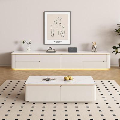 全实木岩板电视柜茶几组合现代简约小户型客厅轻奢高级落地收纳柜