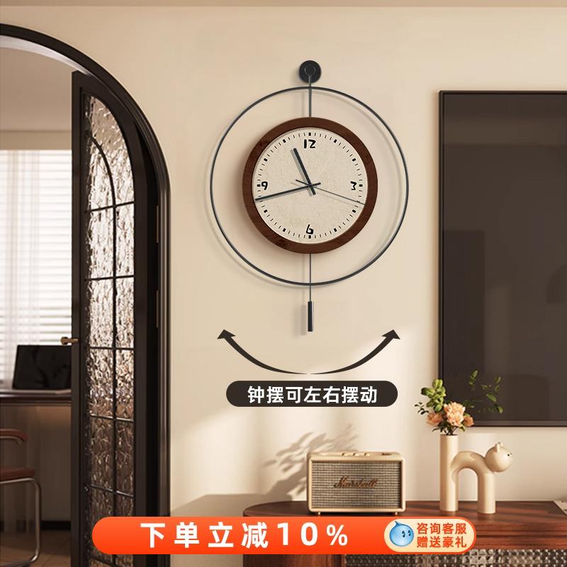 中古风客厅挂钟法式覆古饭厅时钟挂墙高级感家用超静音钟表装饰画