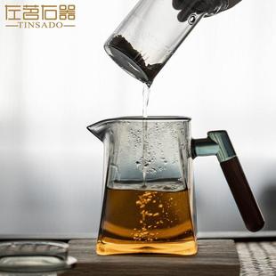 左茗右器耐热方底壶加厚玻璃泡茶壶家用茶水分离可明火易泡壶单壶