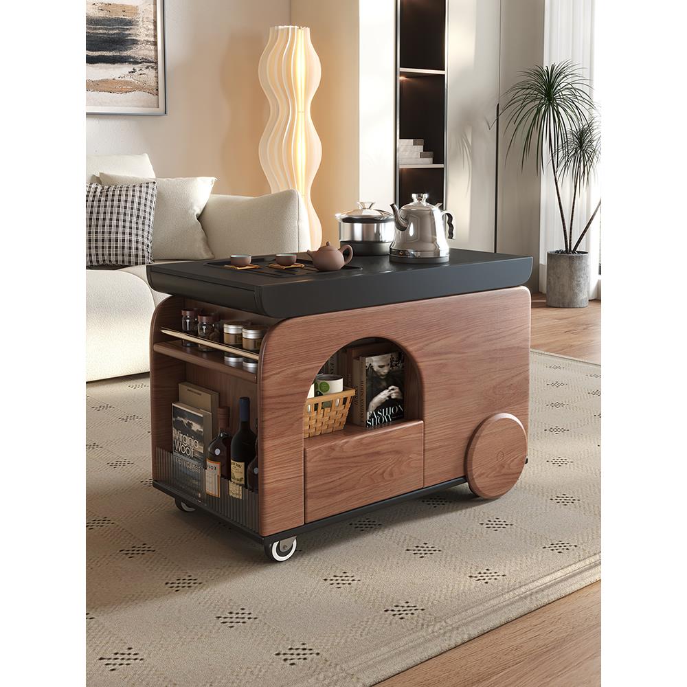 实木移动茶几茶台烧水壶一体可移动沙发边几小推车阳台茶水柜茶桌