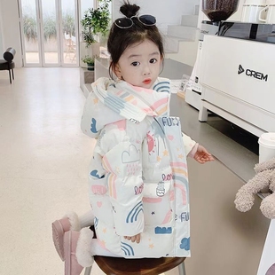 新款儿童羽绒服中小童宝宝中长款洋气女宝婴儿羽绒服冬天加厚外套