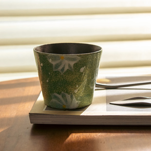 川泽烧日式手绘鲜花陶瓷杯子创意复古手握杯猪口杯男女情侣喝水杯