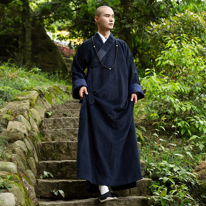 缎梵秋冬季僧服装毛呢大褂男女同款和尚衣衣僧衣保暖长褂棉袄长袍