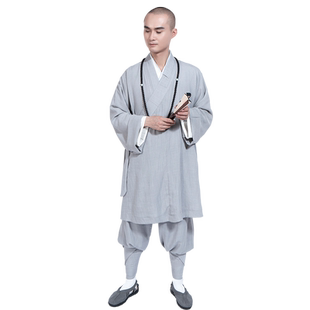 缎梵僧服套装棉麻罗汉褂短褂和尚服男女款四季僧侣小褂出家僧衣
