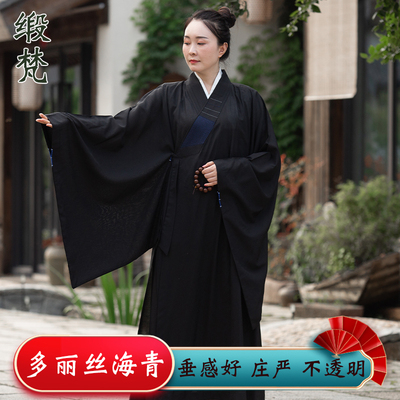 缎梵夏季薄款海青居士服透气垂顺