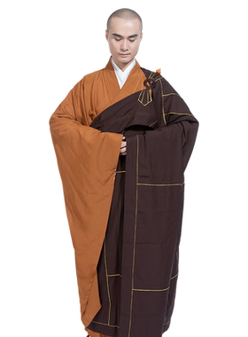 缎梵僧服金边法衣七忏衣祖衣七衣海青法师搭衣僧人僧袍祖衣袈裟男