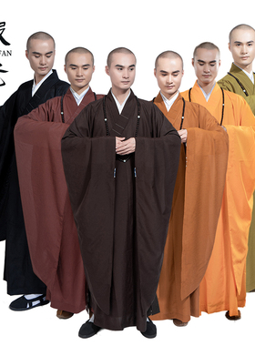 缎梵广袖海青僧服居士服男女款海清四季款四季僧衣橄榄绿和尚服