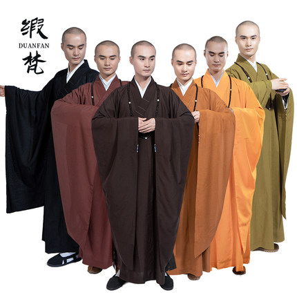 缎梵广袖海青僧服居士服男女款海清四季款四季僧衣橄榄绿和尚服