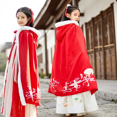 Ханьфу, демисезонный детский плащ, ветрозащитная детская куртка для выхода на улицу, увеличенная толщина, китайский стиль