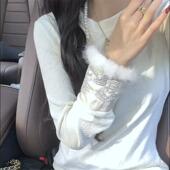 国风刺绣上衣提花长袖 打底衫 女秋冬新款 中式 加厚磨毛漂亮T恤小衫