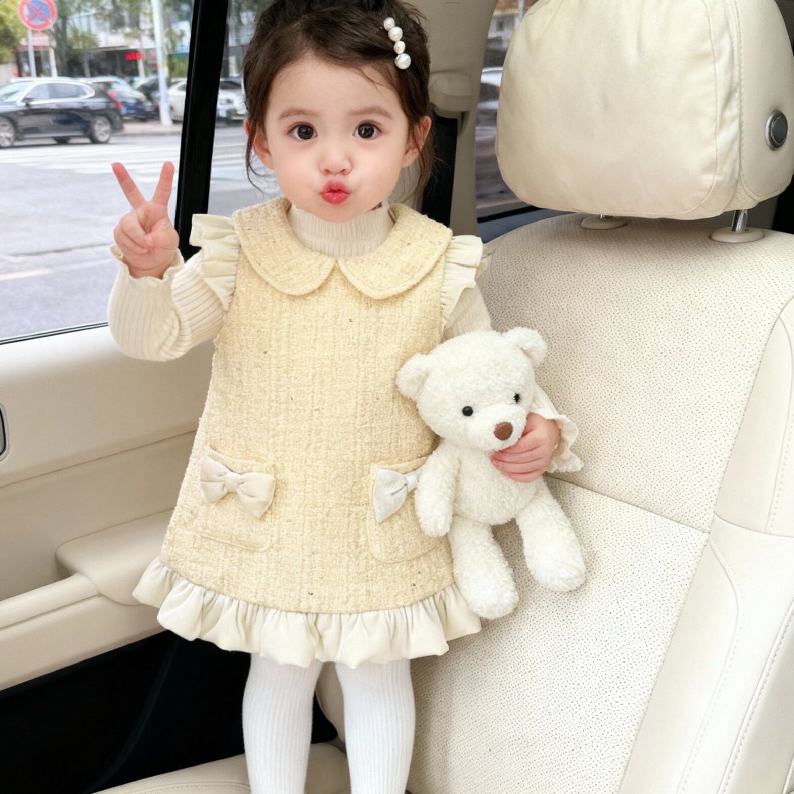 女童冬季加绒连衣裙2025新款礼服宝宝小香风公主韩版周岁生日裙子