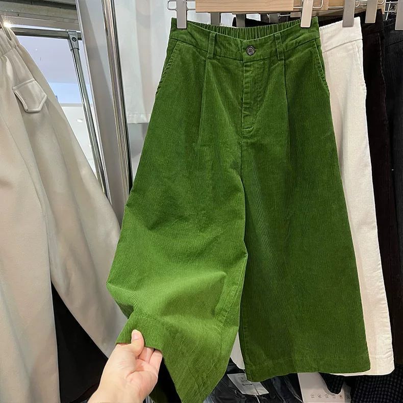 童装女童秋冬韩系2025加绒新款时尚灯芯绒阔腿裤一体绒显瘦休闲裤