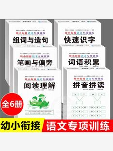 幼小衔接语文专项训练全套6册拼音拼读识字笔画偏旁幼儿园大中班