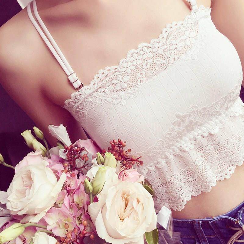 雷丝细带美胸裹胸胸挡布新款裸胸海绵垫包邮露脐装蕾丝边交叉带。