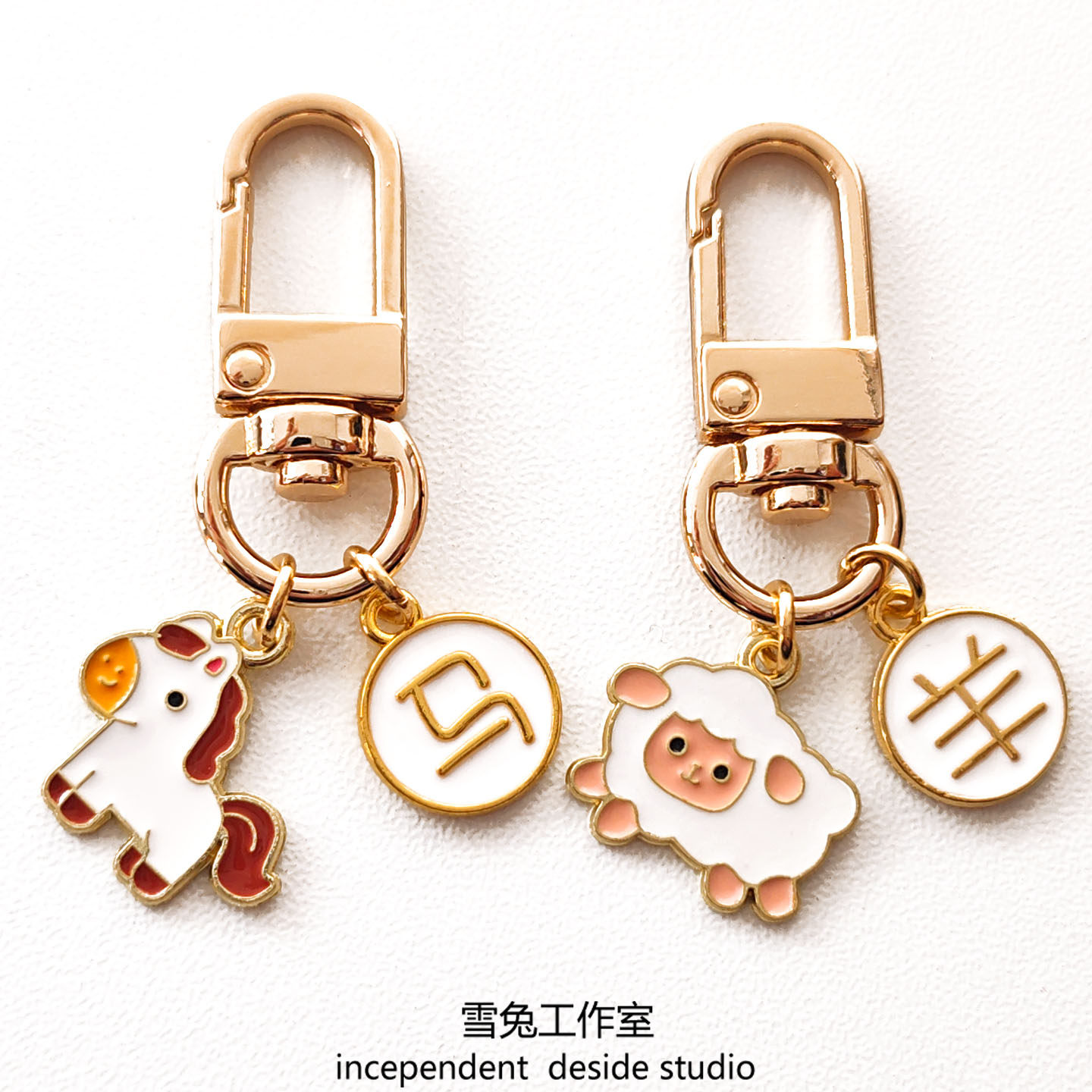 可爱中国风十二生肖小马小羊钥匙扣卡通包包挂件情侣创意金属配饰