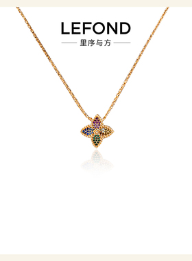 轻奢彩色锆石老花吊坠项链耳扣
