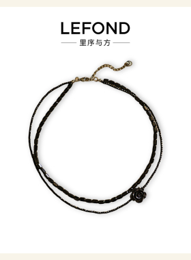 黑玫瑰串珠双层锁骨链轻奢项链