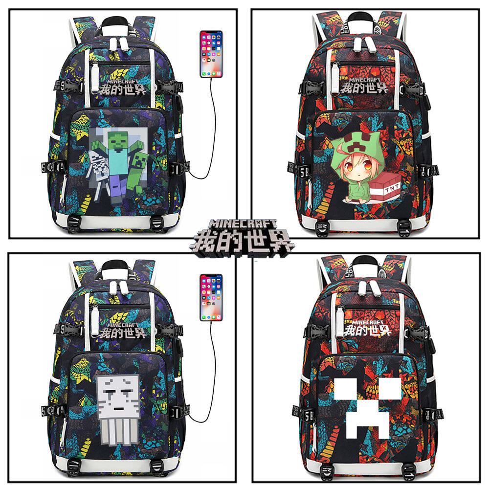 2024新款Minecraft我的世界书包玩具周边苦力怕TNT双肩中小学生背